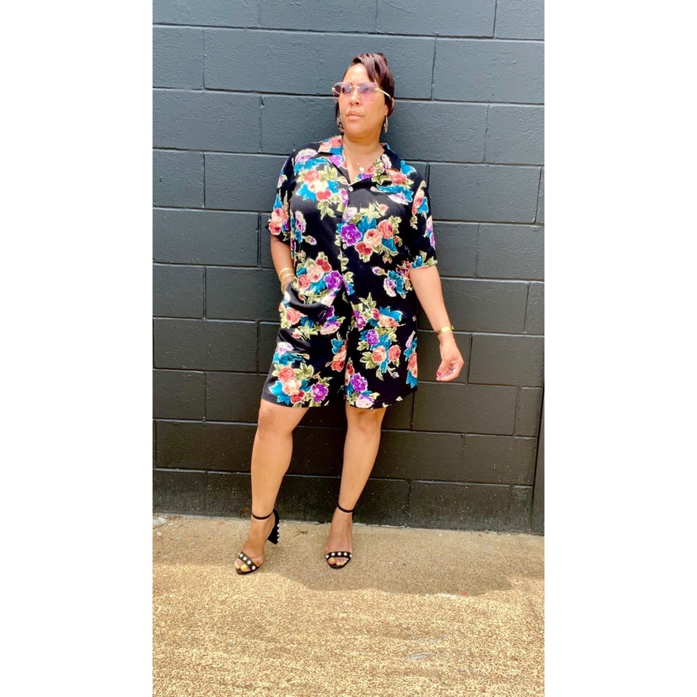 Vintage Floral Print Short Set